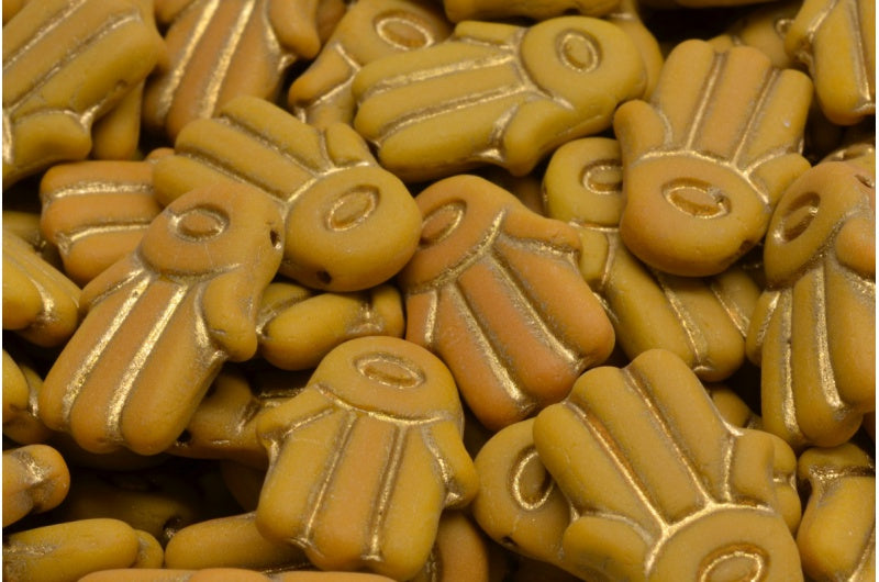 ハムサハンドビーズ、13740ゴールドラインマット(13740-54302-84100)、ガラス、チェコ共和国