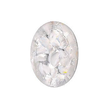 Oval Cabochons Flat Back Crystal Glass Stone, White 2 With Silver (04030-Ag-Br-00030), Czech Republic