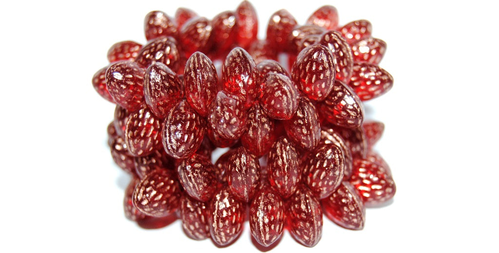 Strawberry Friut Pressed Glass Beads, Ruby Red 54200 (90080 54200), Glass, Czech Republic