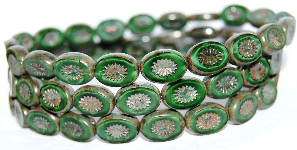 Table Cut Oval Beads Kiwi, (56100 43400), Glass, Czech Republic