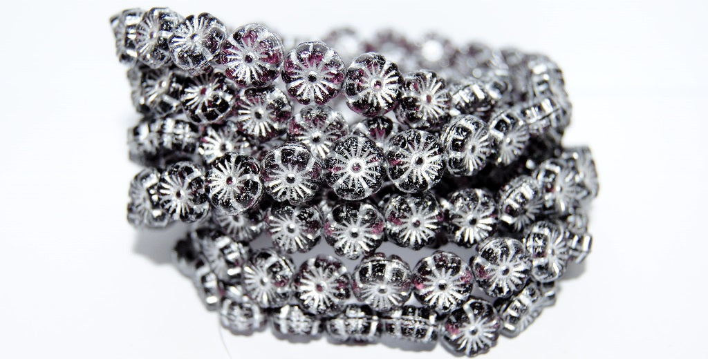 Hawaii Flower Pressed Glass Beads, (20080B 54201), Glass, Czech Republic