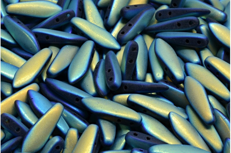 2穴ダガービーズ、ブラックマットABフル(2Xサイド)(23980-84100-28703)、ガラス、チェコ共和国