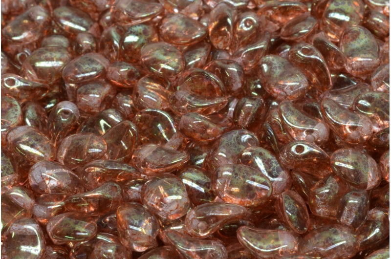 Tulip Petal Beads, Crystal Terracotta Red (00030-15495), Glass, Czech Republic