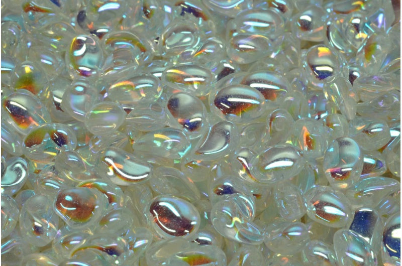 リリーペタルビーズ、クリスタルアブフル(2Xサイド)(00030-28703)、ガラス、チェコ共和国