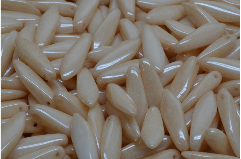 ダガービーズ、ホワイトラスターブラウンフルコーティング(02010-14413)、ガラス、チェコ共和国