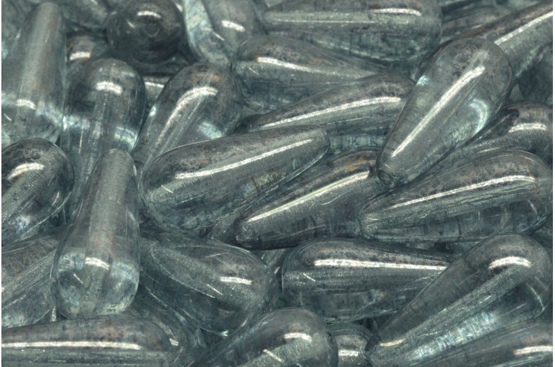 ドロップビーズ、クリスタルテラコッタブルー(00030-15464)、ガラス、チェコ共和国