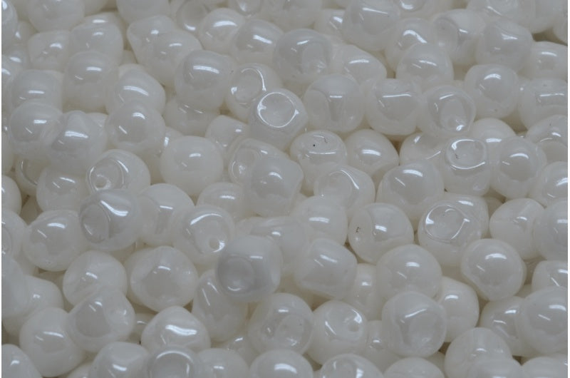 Mushroom Button Beads, White 21402 (02010-21402), Glass, Czech Republic