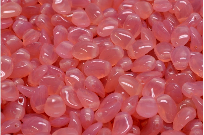 Tulip Petal Beads, Opal Pink (71010), Glass, Czech Republic