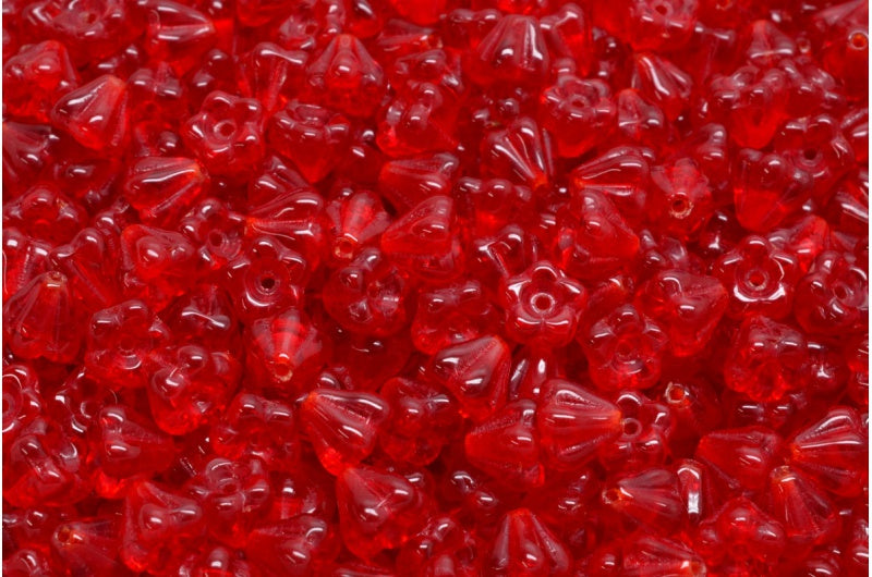 Bell Flower Beads Ruby Red Glass Czech Republic R-111-00240-04X06-90080_250g