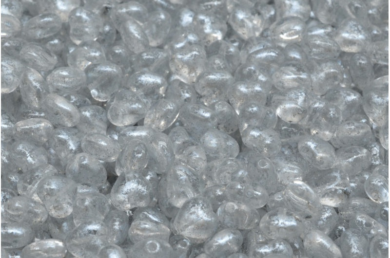 Heart Beads, Crystal Silver Splash (00030-94400), Glass, Czech Republic