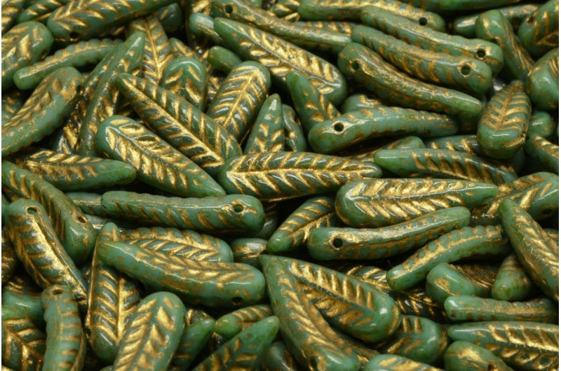 鸟羽珠,绿松石石灰华金色衬里 (63130-86800-54302),玻璃,捷克共和国