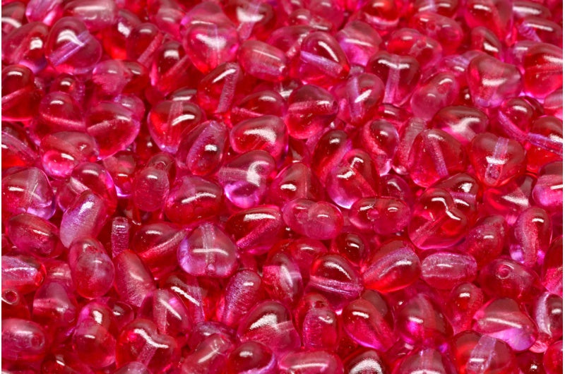 Heart Beads, Crystal Pink Purple (00030-48020), Glass, Czech Republic