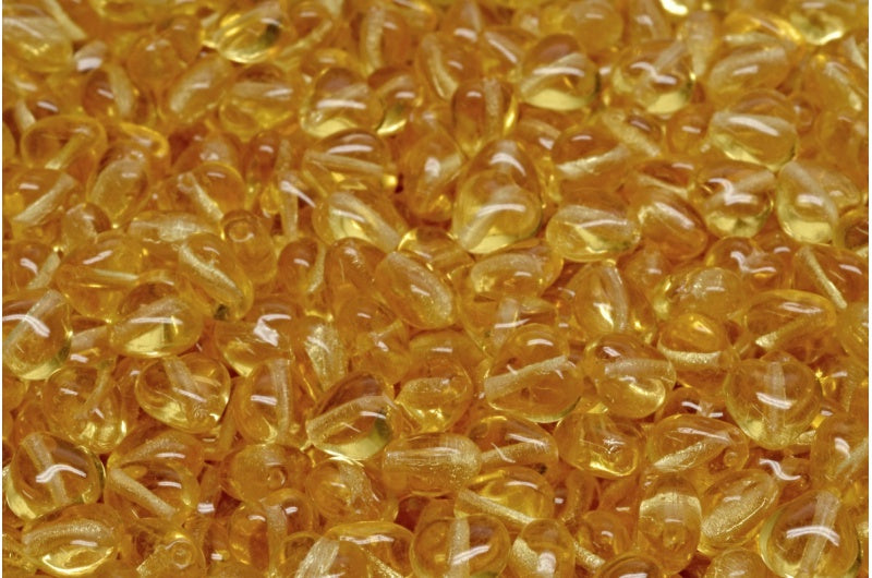 Heart Beads, Transparent Orange (10040), Glass, Czech Republic