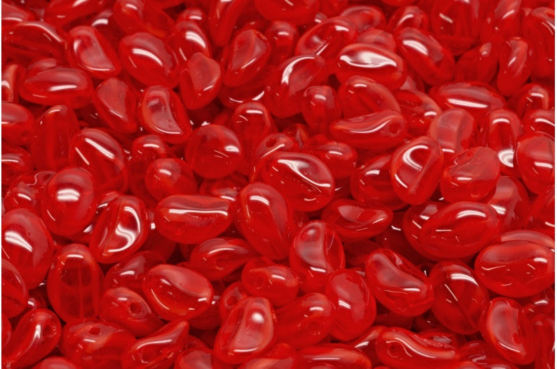 チューリップの花びらビーズ、オパールレッド(91240)、ガラス、チェコ共和国