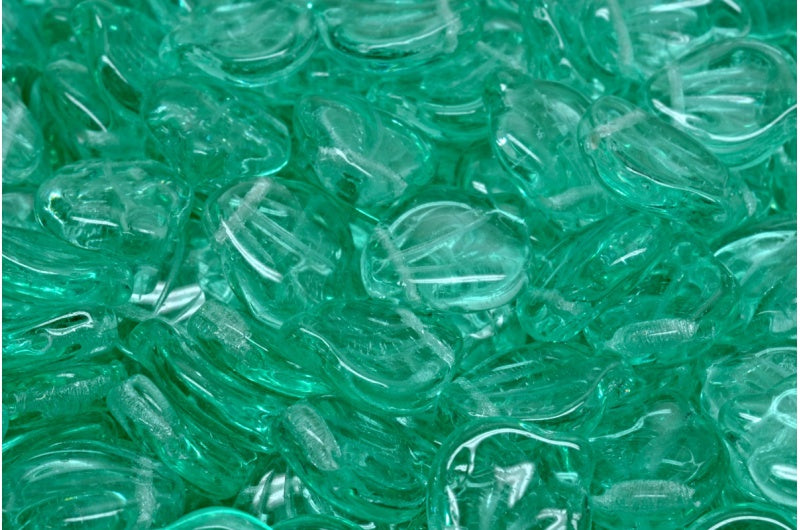 牡丹花瓣珠,透明水绿色 (60200),玻璃,捷克共和国