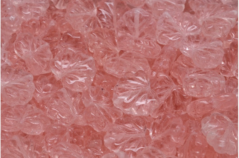 メープルリーフビーズ、透明ピンク(70120)、ガラス、チェコ共和国