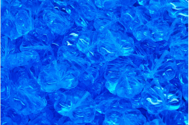 メープルリーフビーズ、透明アクア(60020)、ガラス、チェコ共和国