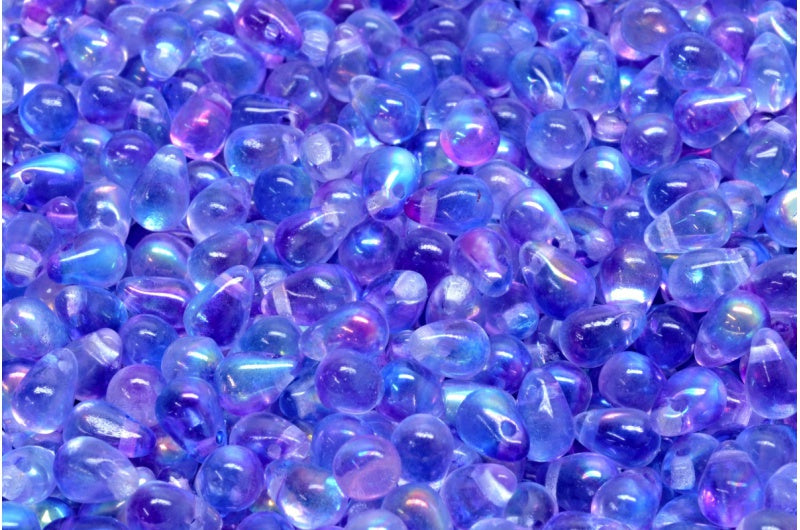 ドロップビーズ、クリスタルグロッシーブルーバイオレット(00030-48102)、ガラス、チェコ共和国
