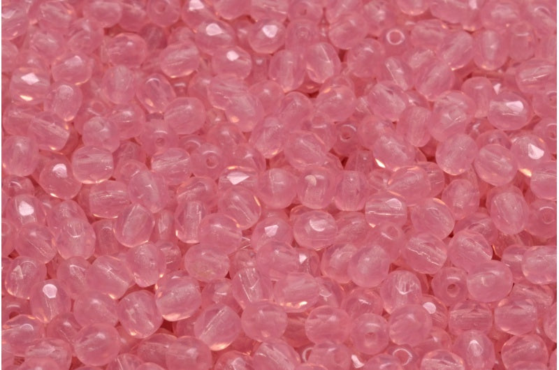 ファセット加工ラウンドビーズ、オパールピンク(72030)、ボヘミアクリスタルガラス、チェコ共和国