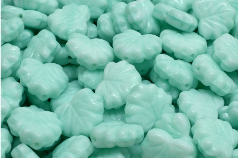 Maple Leaf Beads, Light Green (07524), Glass, Czech Republic