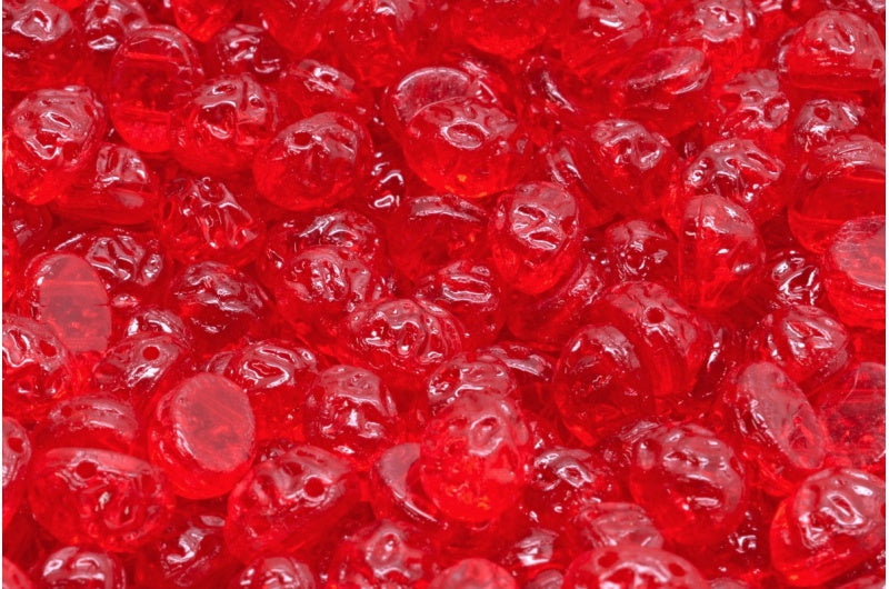 ノッチ付きオーバルカボション、ルビーレッド(90080)、ガラス、チェコ共和国