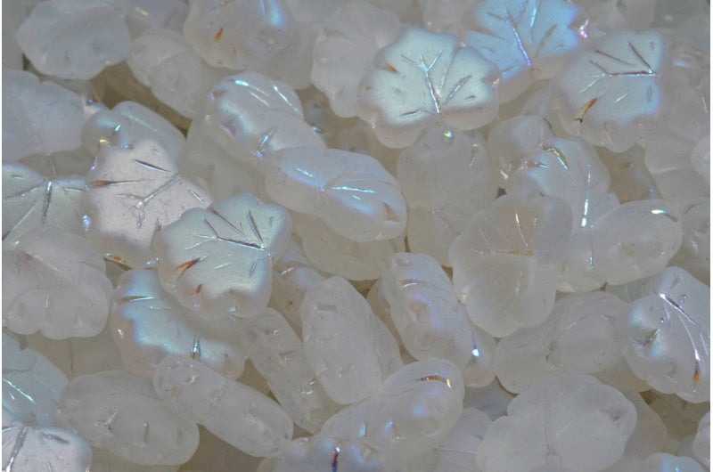 メープルリーフビーズ、クリスタルマットAB(00030-84100-28701)、ガラス、チェコ共和国