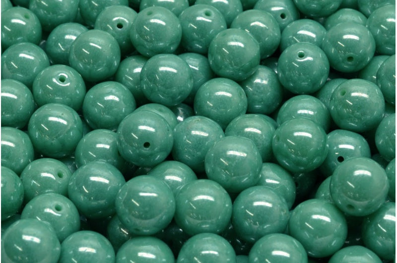 Round Druck Beads 8mm, Turquoise Hematite (63130-14400), Glass, Czech Republic