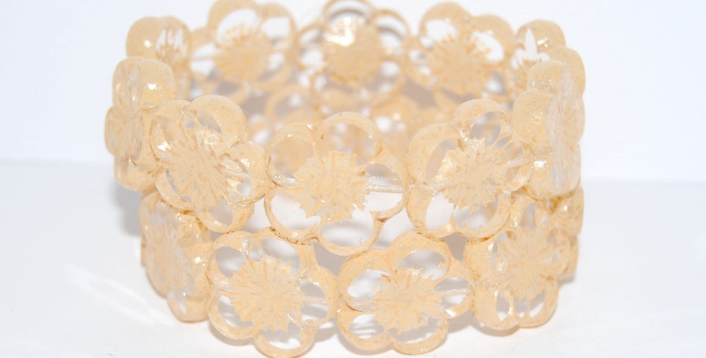 Table Cut Flower Beads Hibiscus, (21 43601 Lava Glass), Glass, Czech Republic