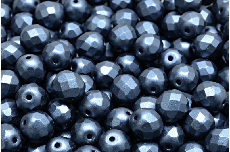 ファセット加工ラウンドビーズ、モンタナにホワイトレーザーエッチング装飾(02010-25042)、ボヘミアクリスタルガラス、チェコ共和国