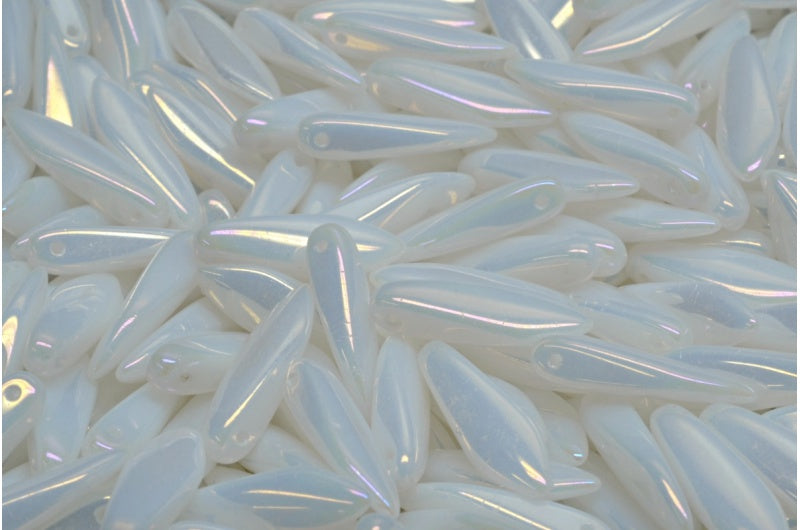 ダガービーズ、ホワイトブラウンアイリス(02010-21415)、ガラス、チェコ共和国