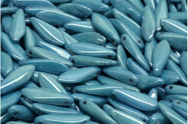 ダガービーズ、ホワイトラスターブルーフルコーティング(02010-14464)、ガラス、チェコ共和国