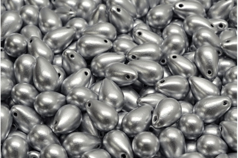 ドロップビーズ、クリスタルシルバーマット(00030-01700)、ガラス、チェコ共和国