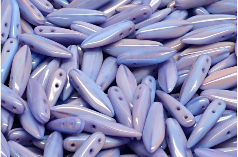 2 孔匕首珠,不透明的淡紫色蓝色 (37714),玻璃,捷克共和国