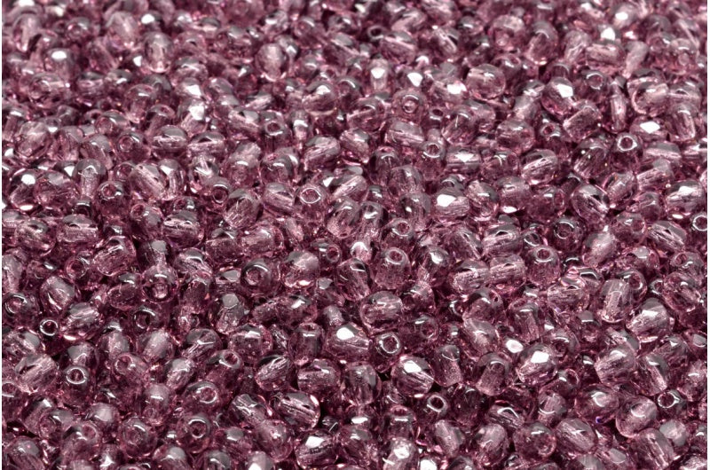 Faceted Round Fire Polished Beads, Amethyst (20060), Glass, Czech Republic