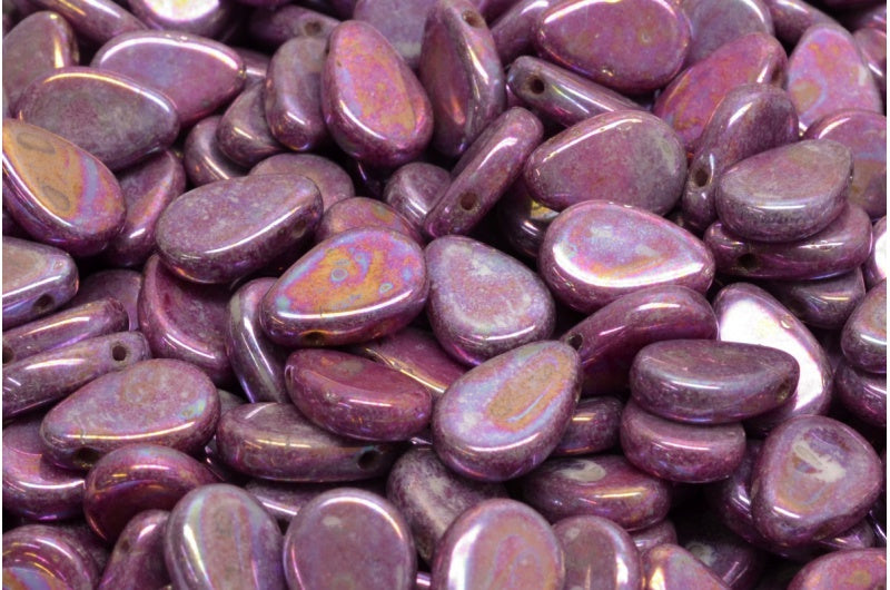 Flat Tear Drop Beads, White Vega Iris (02010-15781), Glass, Czech Republic