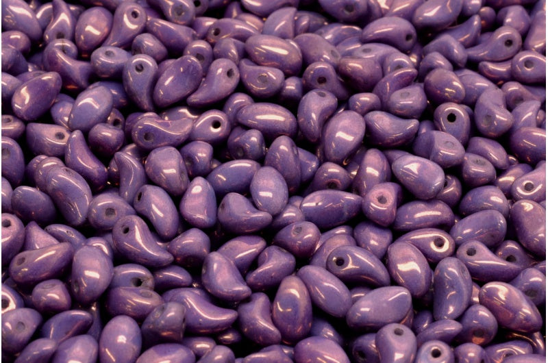 Lily Petal Beads, White Purple (02010-15726), Glass, Czech Republic