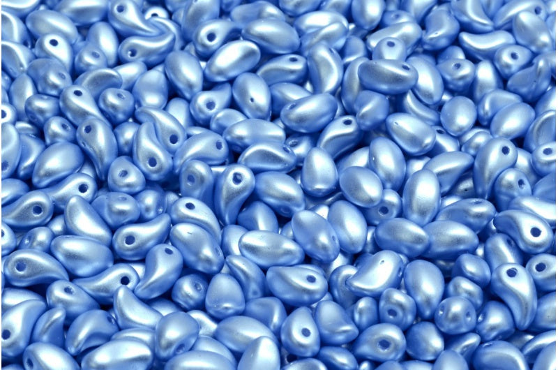 ユリの花びらビーズ、ホワイトライトブルー(02010-25014)、ガラス、チェコ共和国