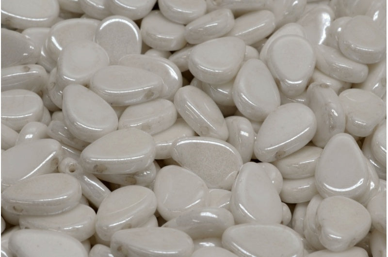 Flat Tear Drop Beads, White Hematite (02010-14400), Glass, Czech Republic