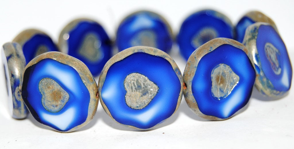 Table Cut Round Beads With Heart, (37005 43400), Glass, Czech Republic