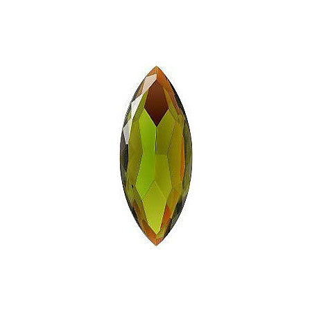 Navette Faceted Pointed Back (Doublets) Crystal Glass Stone, Green 3 Transparent With Ab (50280-Abb), Czech Republic