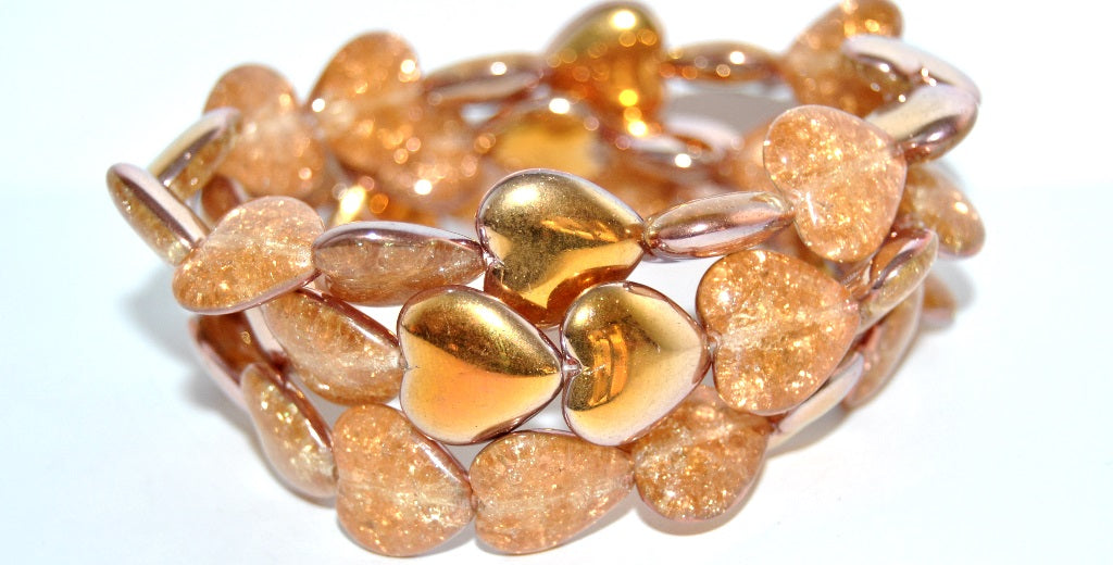 Heart Pressed Glass Beads, (10020 27101 Crack), Glass, Czech Republic