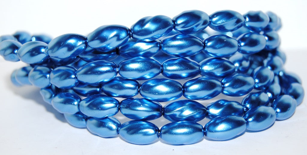 Olive Oval Pressed Glass Beads, 70037 (70037), Glass, Czech Republic