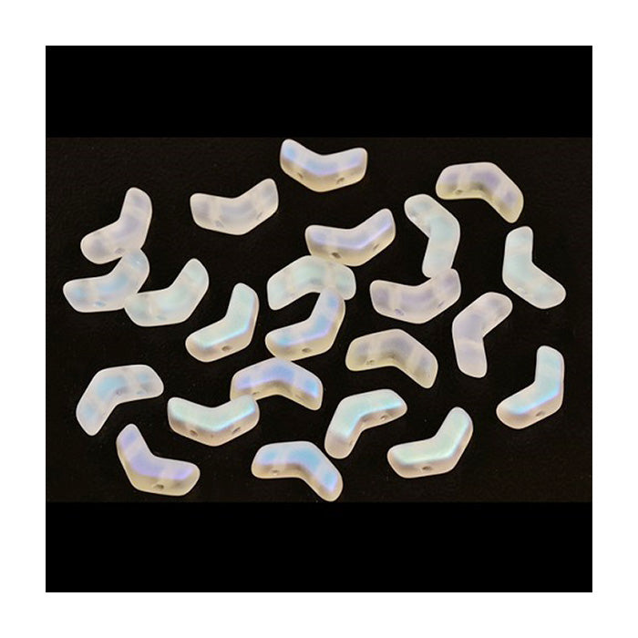 Arrow Czech 2-hole glass beads Frosted Crystal Ab Glass Czech Republic