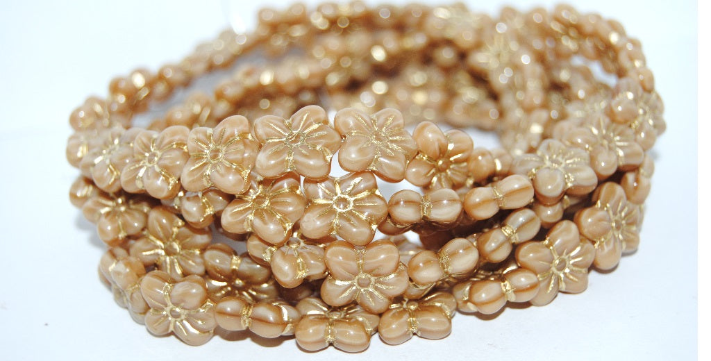 Flower Pressed Glass Beads, (14010 54202), Glass, Czech Republic