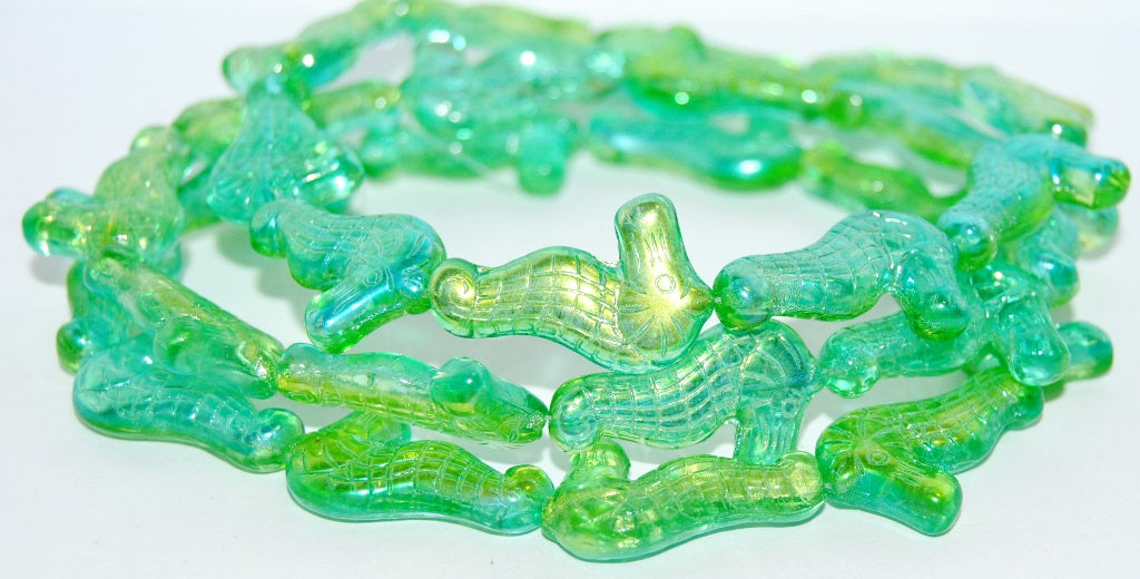 Seahorse Pressed Glass Beads, 48110 (48110), Glass, Czech Republic