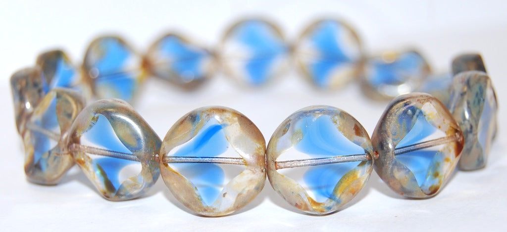 Table Cut Flat Round Beads With Rhomb, (37008 43400), Glass, Czech Republic