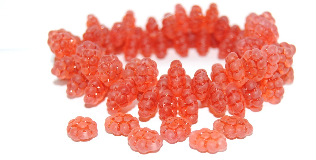 Grape Fruit Pressed Glass Beads, (71010B Mat), Glass, Czech Republic