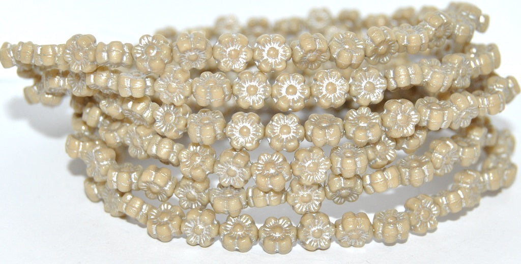 Hawaii Flower Pressed Glass Beads, (13010 54201), Glass, Czech Republic