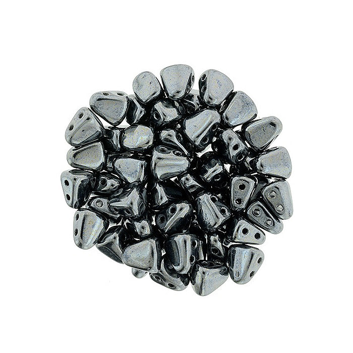 Matubo NIB-BIT 2-hole pyramid glass beads Hematite Glass Czech Republic