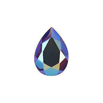 Pear Faceted Pointed Back (Doublets) Crystal Glass Stone, Violet 10 Transparent With Ab (20040-Abt), Czech Republic